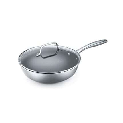 ZLDGYG Classic Stainless Stir-Fry Pan with Helper