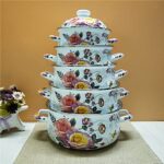 TWDYC Household Floral Enamel 5 Soup Pot with Lid