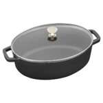 STAUB Shallow Wide Oval Cocotte with Glass Lid,
