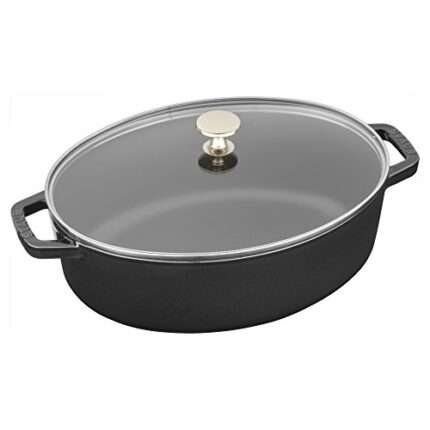 STAUB Shallow Wide Oval Cocotte with Glass Lid,