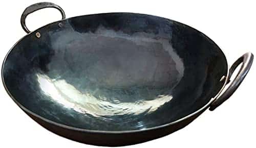 LKZL Traditional hand hammered cast iron wok,
