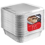 8x8 Foil Pans with Lids (20 Count) 8 Inch Square