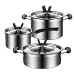 pans Stainless Steel Pot Set Kitchen Three Piece