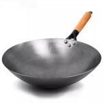 YYDSM Uncoated Iron Wok Chinese Handmade Wok Pan