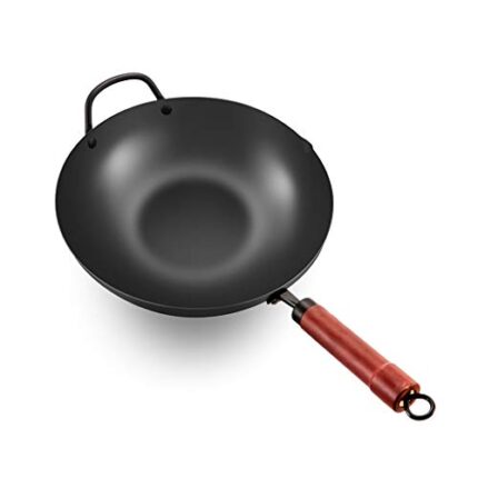ADKINC 13 inch Cast Iron Wok, Open fire pan, with