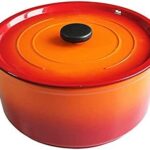 LSHAOBO Orange Cast Iron Stockpots with Lid,