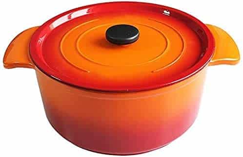LSHAOBO Orange Cast Iron Stockpots with Lid,