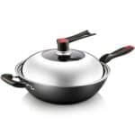 ZLDGYG Pre-Seasoned Wok with Flattened Bottom for