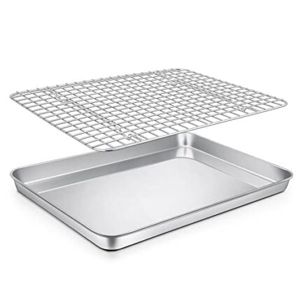 12.5 Inch Toaster Oven Pan with Rack Set, P&P CHEF