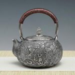 Silver Handmade Hot Water Kettle Chinese Kung Fu