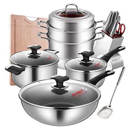 cookware set Wok Kitchen Stainless Steel Pot Set