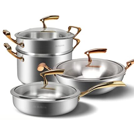 WFSJC Stainless Steel Cookware Set Wok Frying Pan