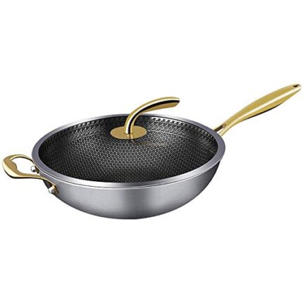 PDGJG Wok Pan with Premium Lid - Thick Stainless