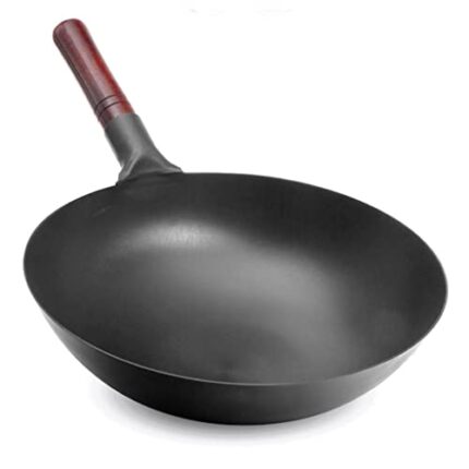 XWWDP Chinese Handmade Traditional Iron Wok,Wooden