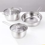 XDCHLK 3 Pots And 5 Pieces Set Stainless Steel Pot