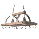 Silvesrt Hanging Pot Rack Brushed Nickel Wood