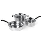 LHLLHL 3 Non-Stick Stainless Steel Pans Stock Pot