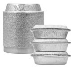 MESTAEK 7" Round Aluminum Foil Pans with Clear