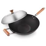 YFQHDD Iron Pot 34cm Uncoated Health Wok Non-stick