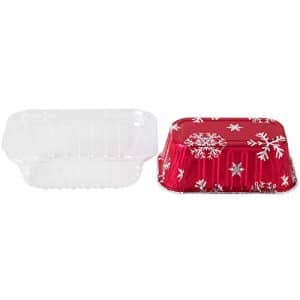 A red and white plastic container with a snowflake design.