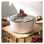 WPYYI Stew Pot with Lid Wooden Handle 28cm Soup