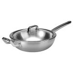 Stainless Steel Fry Pan with Lid No Coating Extra