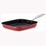 MFORTAB Cast Aluminium Griddle Pan Red Grill Pan